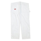DICKIES Mens Cotton Blend White Regular Straight Trousers W37 L26 Workwear