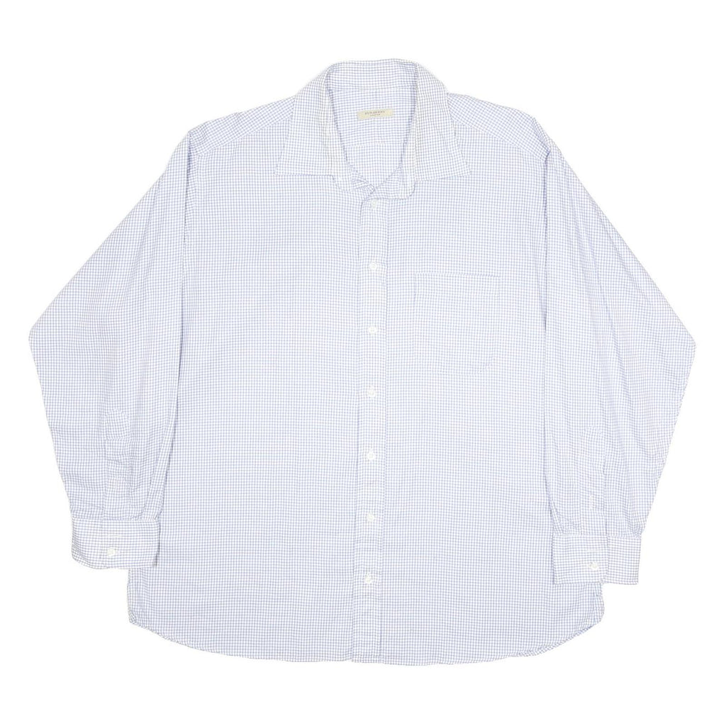 BURBERRY Mens Blue Check Cotton Shirt XL Classic Long Sleeve Button Shirt