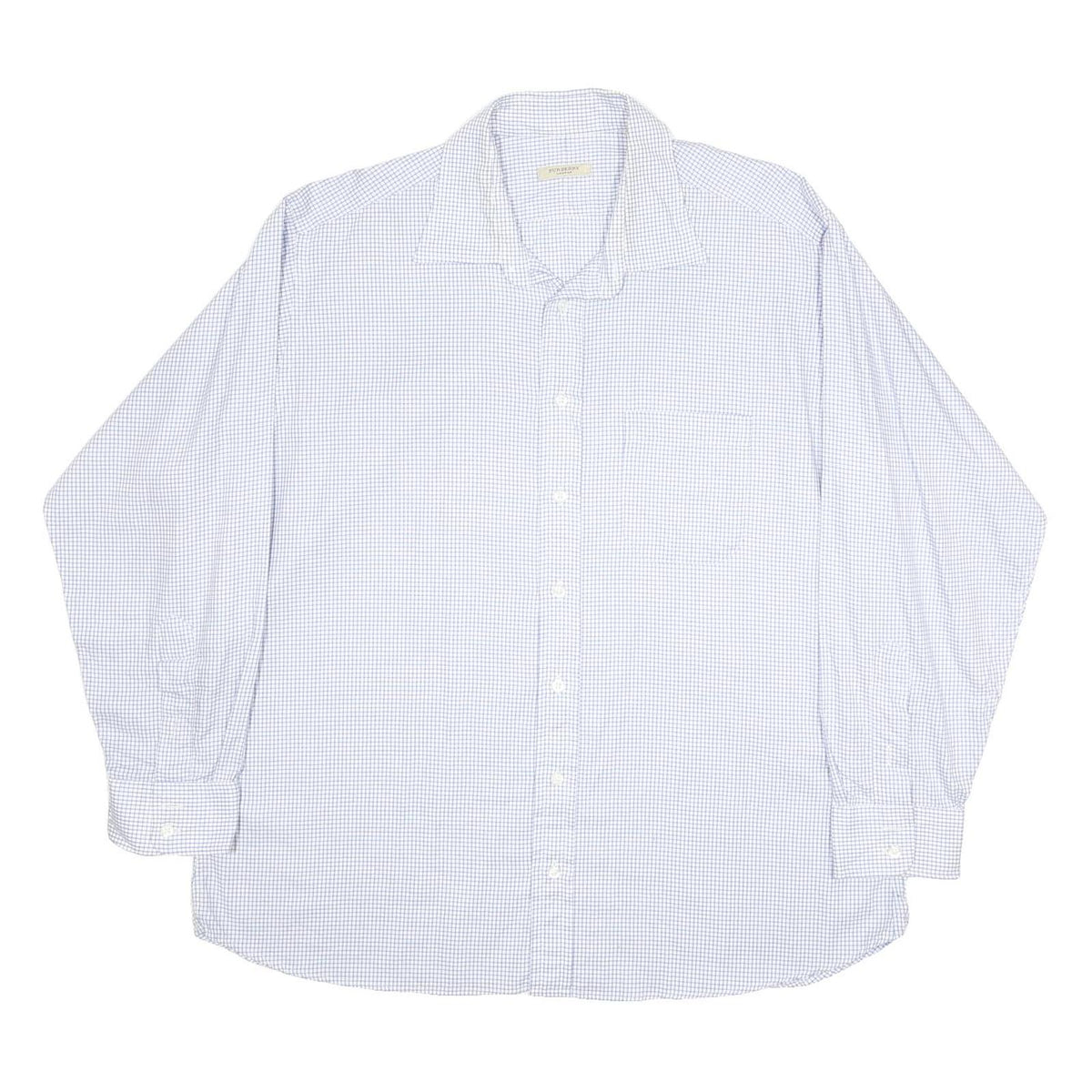 BURBERRY Mens Blue Check Cotton Shirt XL Classic Long Sleeve Button Shirt