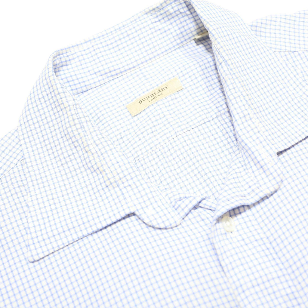 BURBERRY Mens Blue Check Cotton Shirt XL Classic Long Sleeve Button Shirt