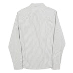 ALL SAINTS Mens White & Grey Striped Cotton Shirt S Slim Fit Casual Button Down