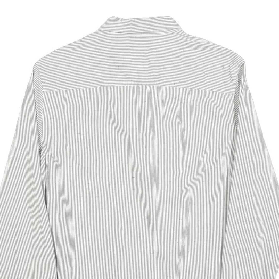 ALL SAINTS Mens White & Grey Striped Cotton Shirt S Slim Fit Casual Button Down