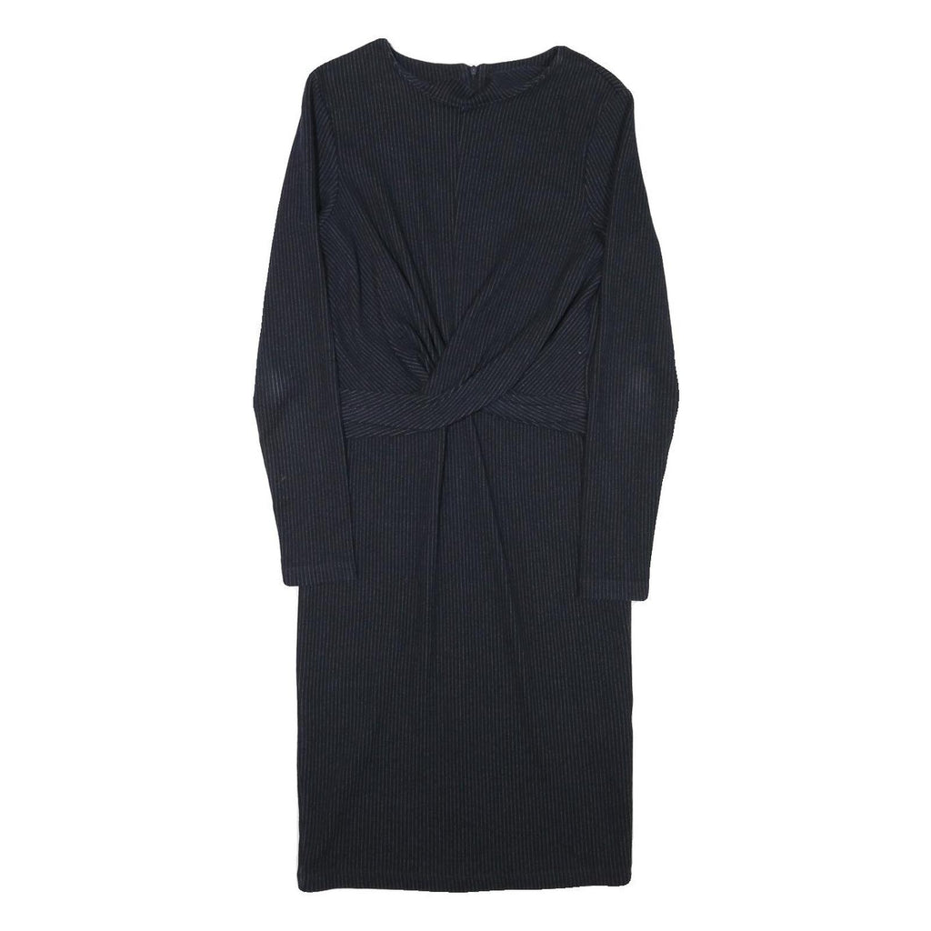 WHISTLES Womens Black Fit & Flare Cotton Blend Plain Long Sleeve Midi Dress S