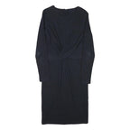 WHISTLES Womens Black Fit & Flare Cotton Blend Plain Long Sleeve Midi Dress S