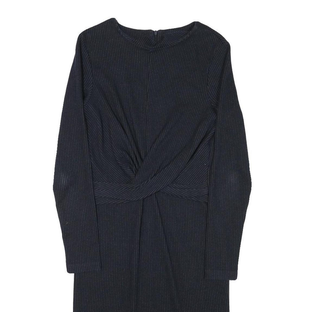 WHISTLES Womens Black Fit & Flare Cotton Blend Plain Long Sleeve Midi Dress S