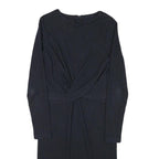 WHISTLES Womens Black Fit & Flare Cotton Blend Plain Long Sleeve Midi Dress S