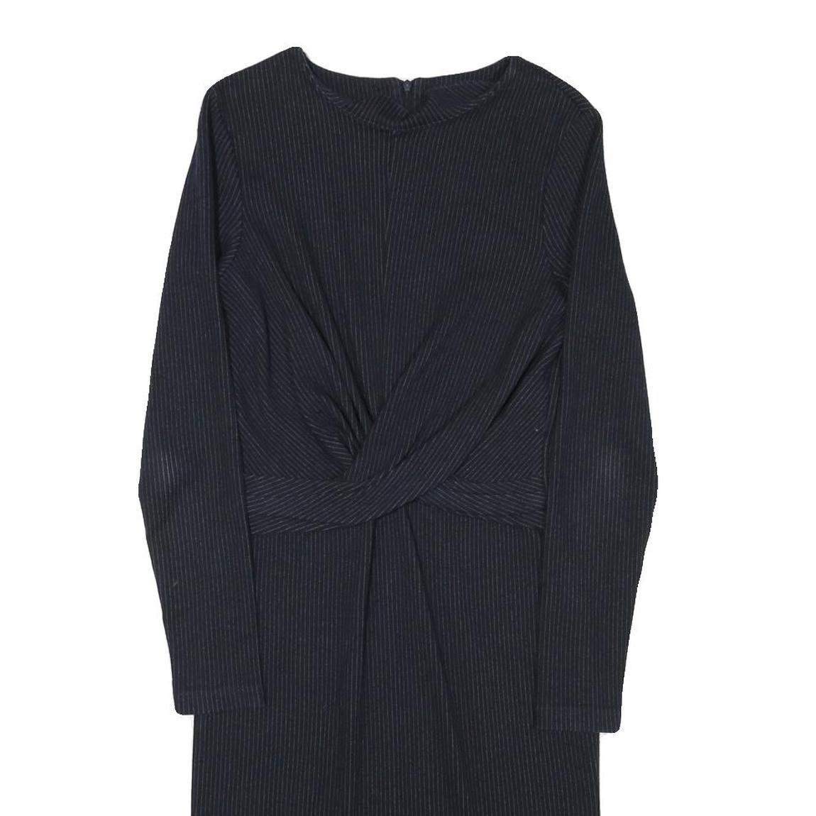 WHISTLES Womens Black Fit & Flare Cotton Blend Plain Long Sleeve Midi Dress S