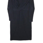 WHISTLES Womens Black Fit & Flare Cotton Blend Plain Long Sleeve Midi Dress S