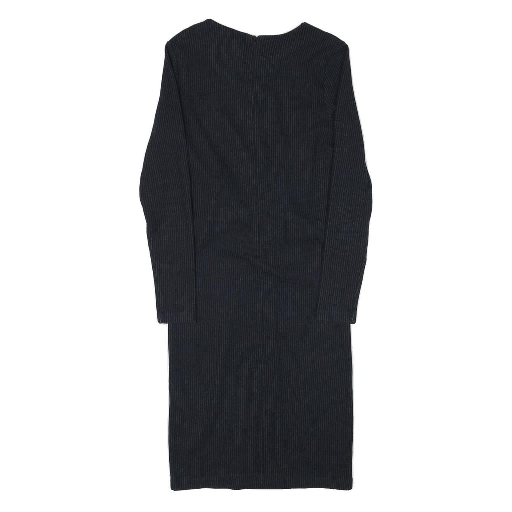 WHISTLES Womens Black Fit & Flare Cotton Blend Plain Long Sleeve Midi Dress S