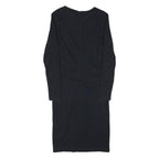 WHISTLES Womens Black Fit & Flare Cotton Blend Plain Long Sleeve Midi Dress S