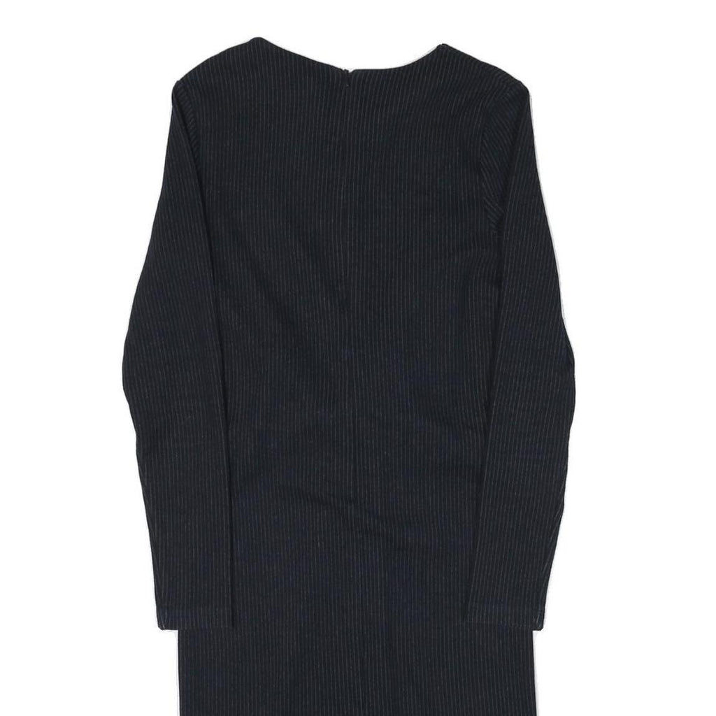 WHISTLES Womens Black Fit & Flare Cotton Blend Plain Long Sleeve Midi Dress S