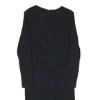 WHISTLES Womens Black Fit & Flare Cotton Blend Plain Long Sleeve Midi Dress S