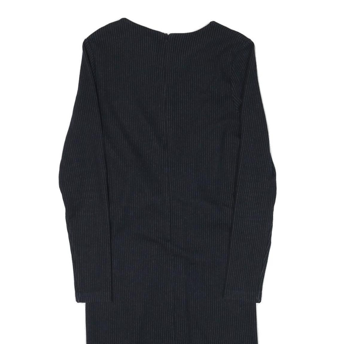 WHISTLES Womens Black Fit & Flare Cotton Blend Plain Long Sleeve Midi Dress S