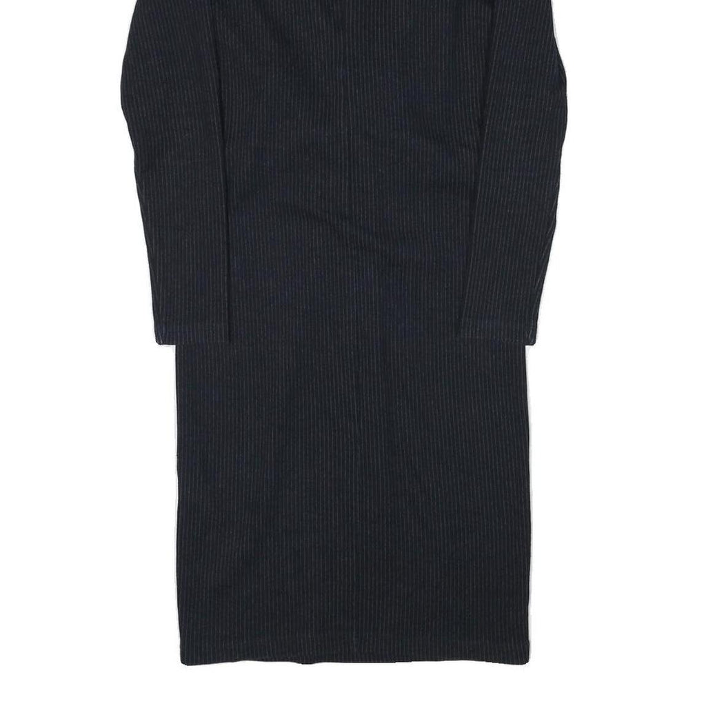 WHISTLES Womens Black Fit & Flare Cotton Blend Plain Long Sleeve Midi Dress S