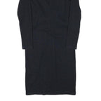 WHISTLES Womens Black Fit & Flare Cotton Blend Plain Long Sleeve Midi Dress S