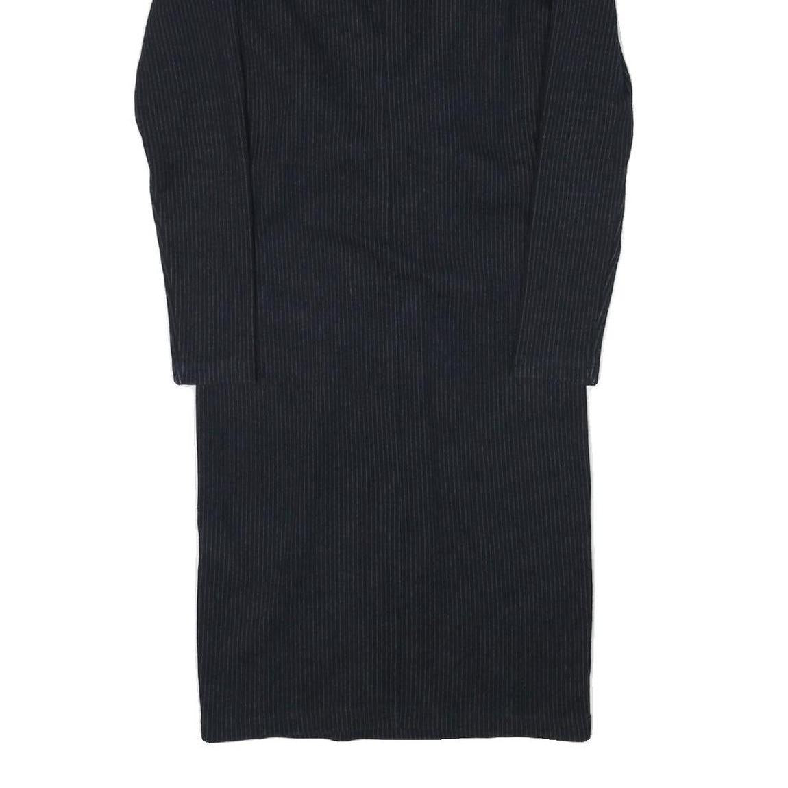 WHISTLES Womens Black Fit & Flare Cotton Blend Plain Long Sleeve Midi Dress S