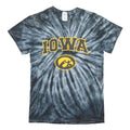 GILDAN Mens Black Tie Dye Iowa Graphic T-Shirt S Short Sleeve Crew Neck