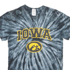 GILDAN Mens Black Tie Dye Iowa Graphic T-Shirt S Short Sleeve Crew Neck