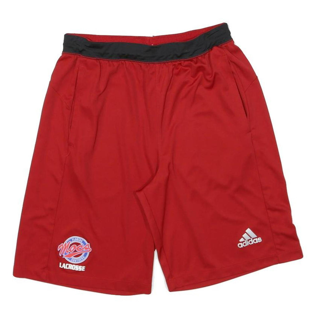 ADIDAS Mens Red & Black Lacrosse Polyester Blend Sports Shorts M W26 Athletic