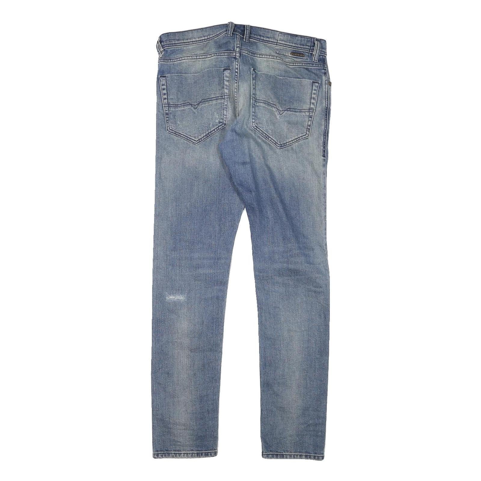 DIESEL Mens Slim Blue Denim Light Wash Jeans W31 L31 Classic Cotton Blend Zip