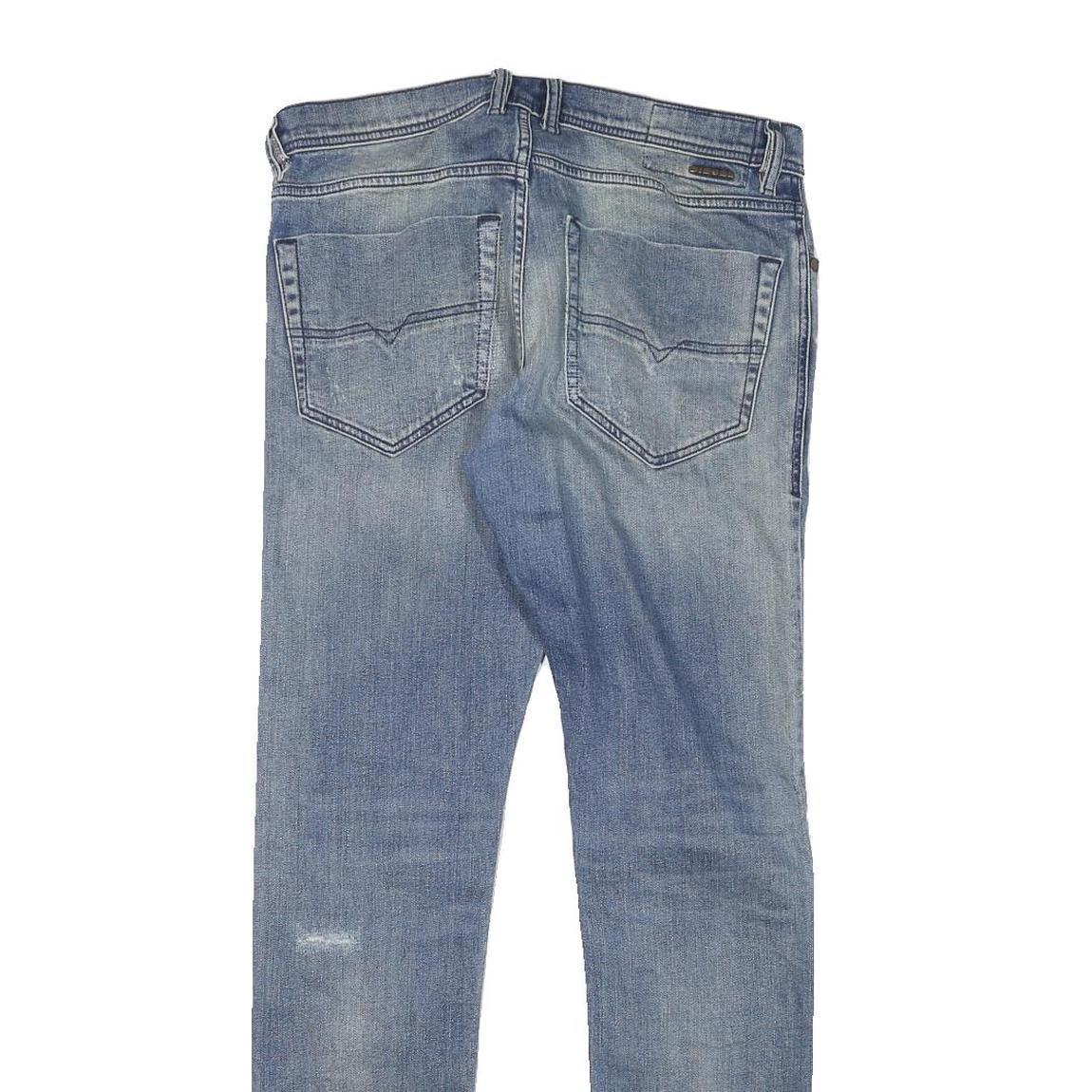 DIESEL Mens Slim Blue Denim Light Wash Jeans W31 L31 Classic Cotton Blend Zip