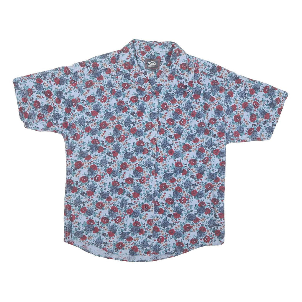 WOOLRICH Womens Blue Red Floral Casual Shirt L Cotton Blend Pattern