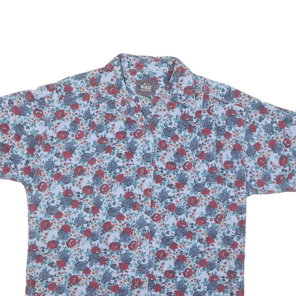 WOOLRICH Womens Blue Red Floral Casual Shirt L Cotton Blend Pattern