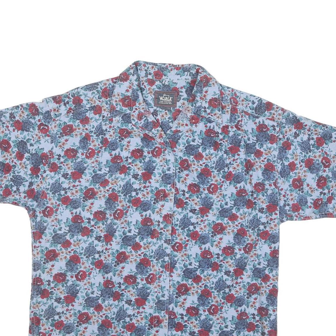 WOOLRICH Womens Blue Red Floral Casual Shirt L Cotton Blend Pattern