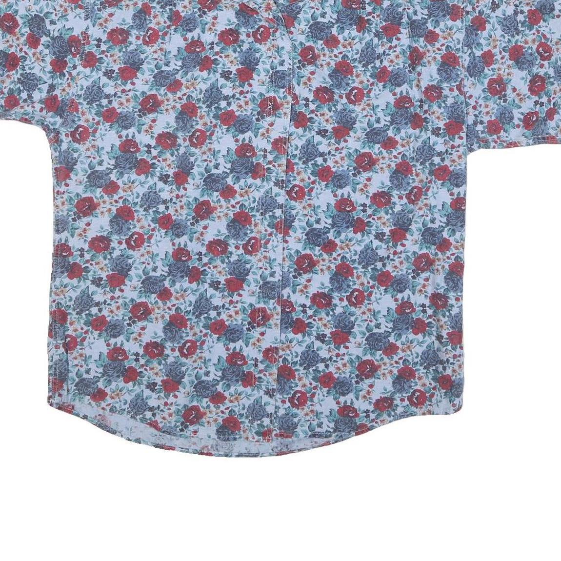 WOOLRICH Womens Blue Red Floral Casual Shirt L Cotton Blend Pattern
