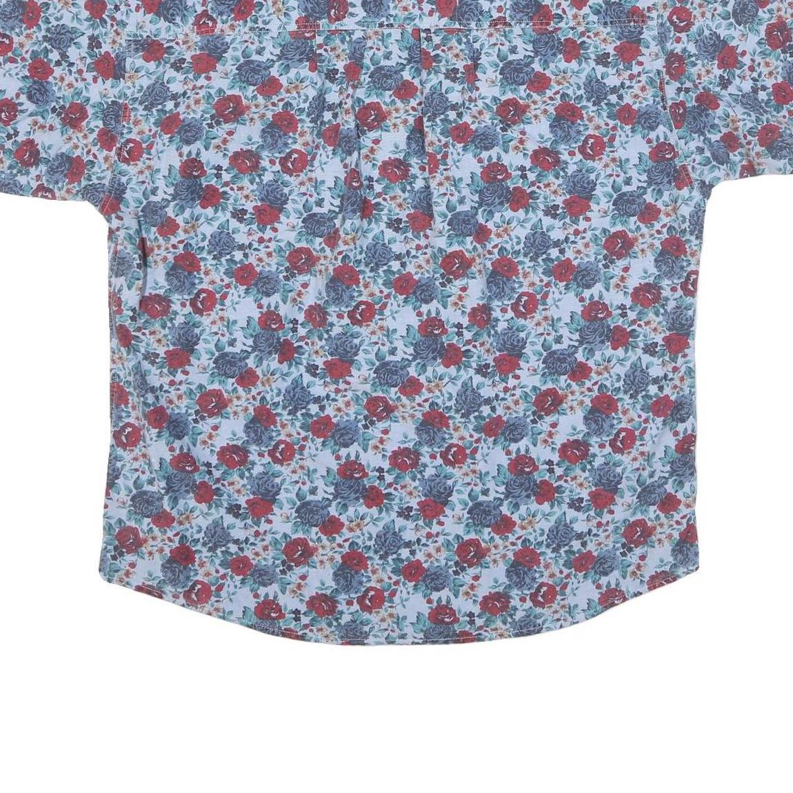 WOOLRICH Womens Blue Red Floral Casual Shirt L Cotton Blend Pattern