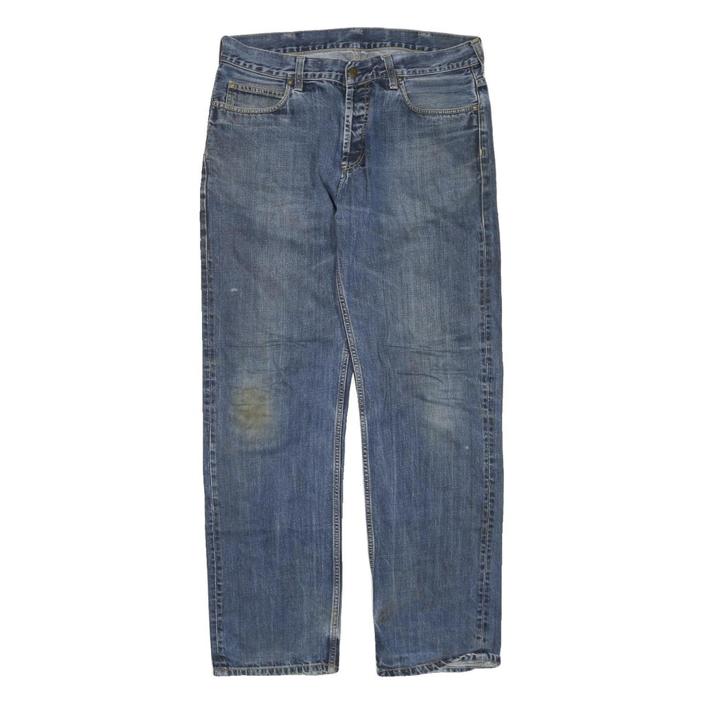 CARHARTT Mens Regular Fit Blue Denim Jeans W36 L32 Zip Cotton Blend