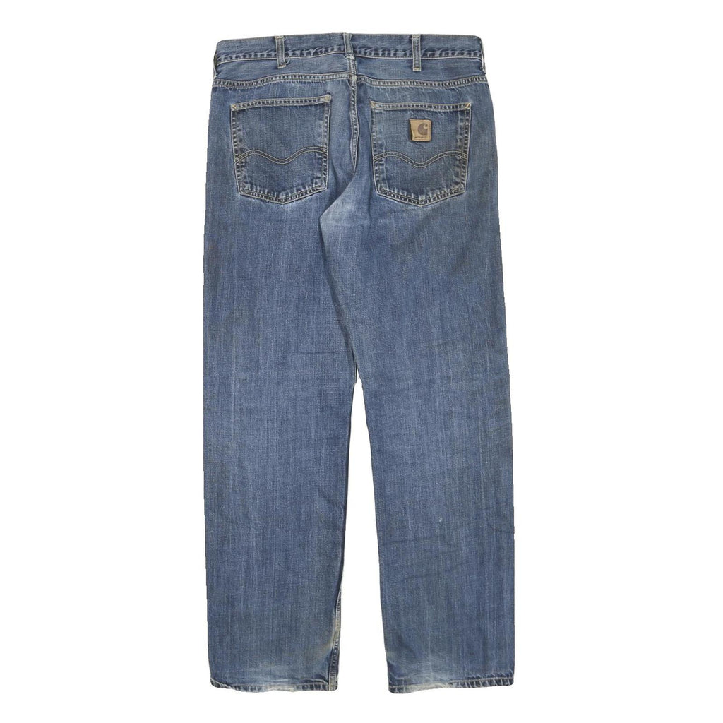 CARHARTT Mens Regular Fit Blue Denim Jeans W36 L32 Zip Cotton Blend