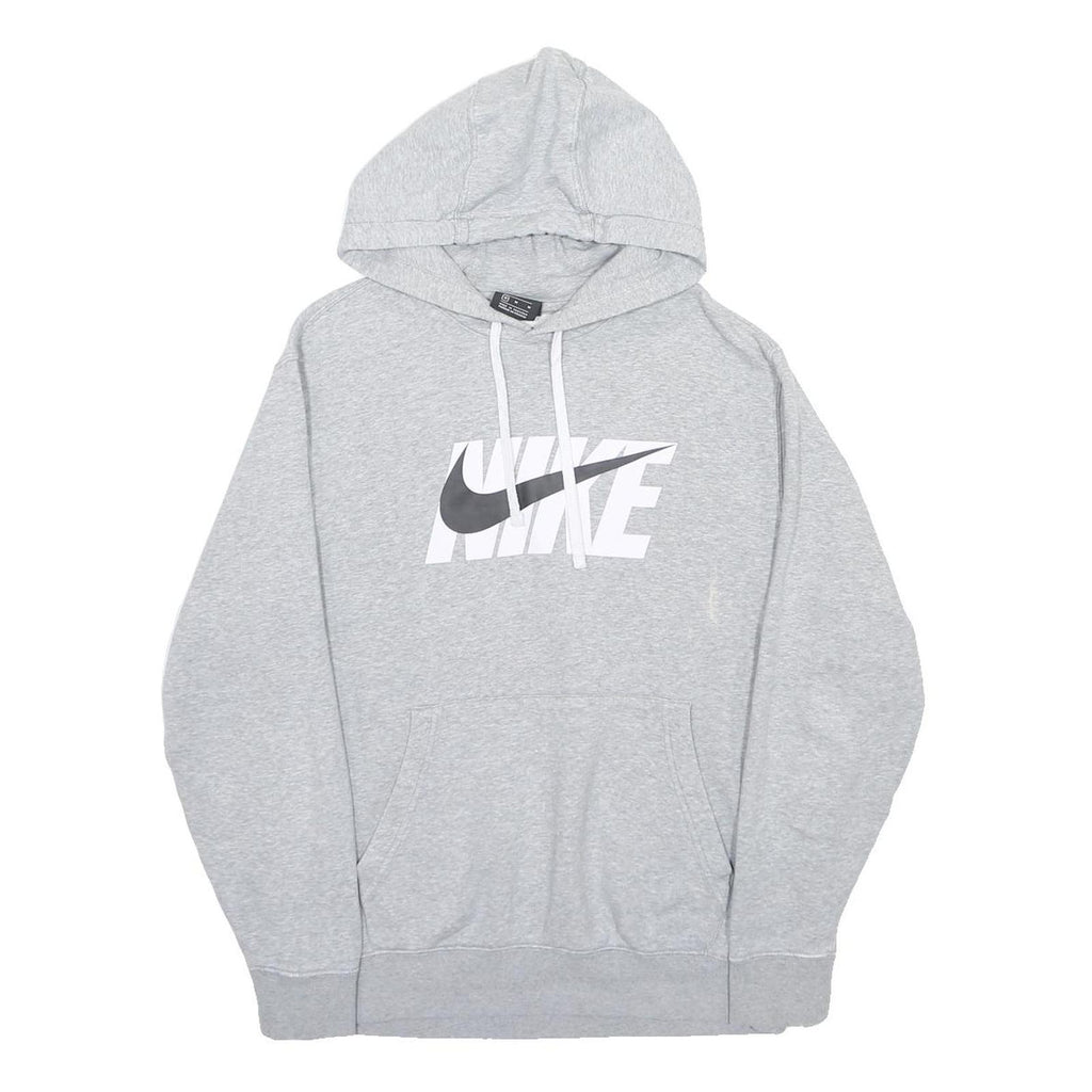 NIKE Mens Grey Hoodie M Cotton Blend Pullover Casual Sportswear