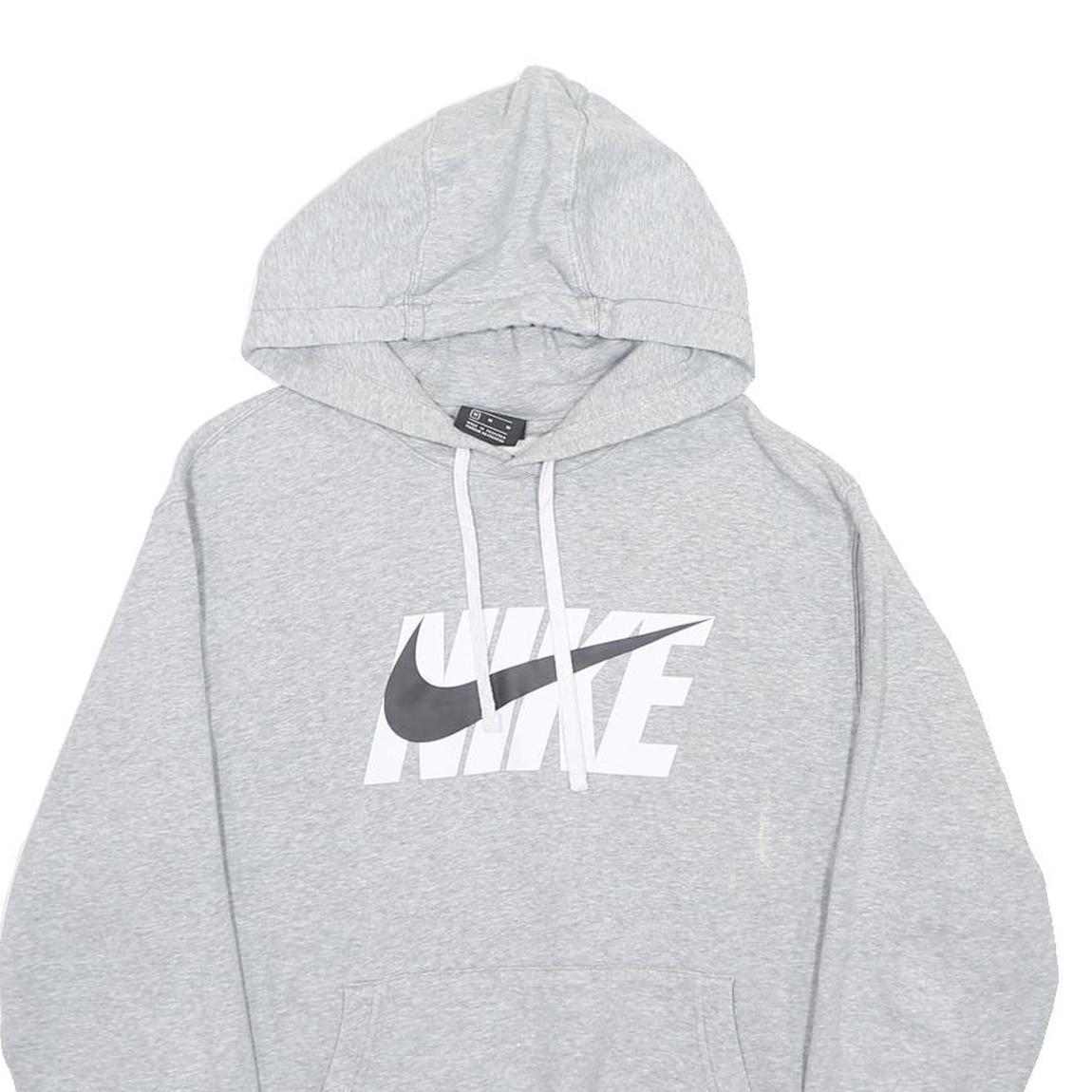NIKE Mens Grey Hoodie M Cotton Blend Pullover Casual Sportswear