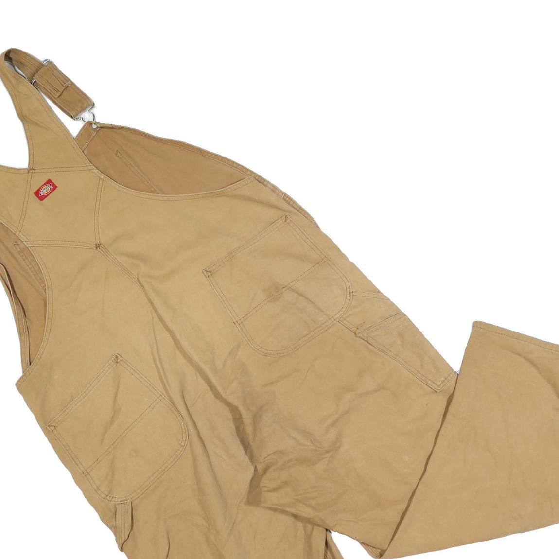 DICKIES Mens Beige Dungarees Regular Fit Cotton Blend XL W44 L30 Workwear Heavy