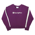 CHAMPION Womens Purple & White Crew Neck L Cotton Blend Logo Sweatshirt