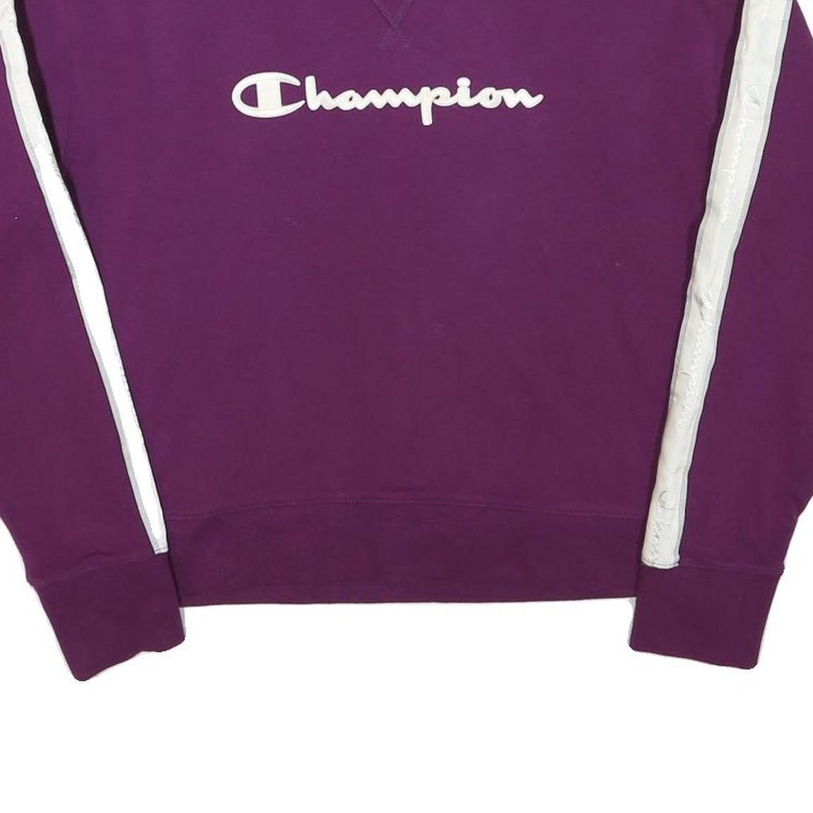 CHAMPION Womens Purple & White Crew Neck L Cotton Blend Logo Sweatshirt