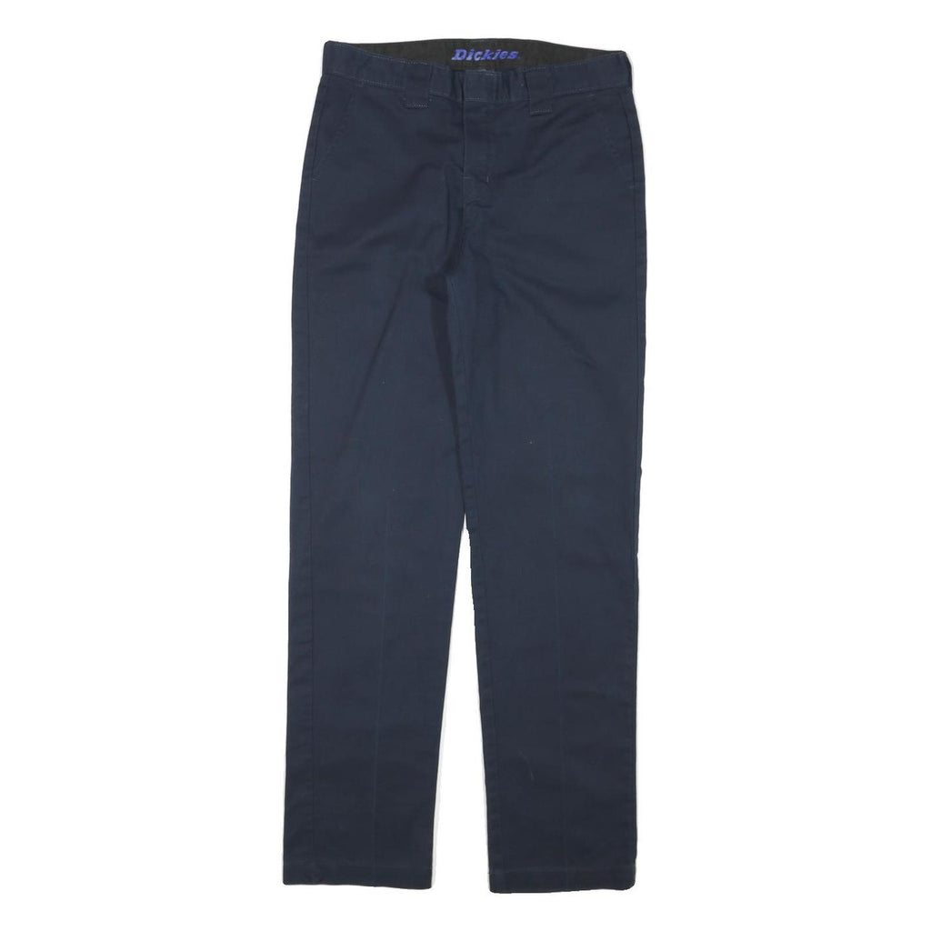 DICKIES Mens Cotton Blend Navy Regular Fit Straight Leg Trousers W28 L30
