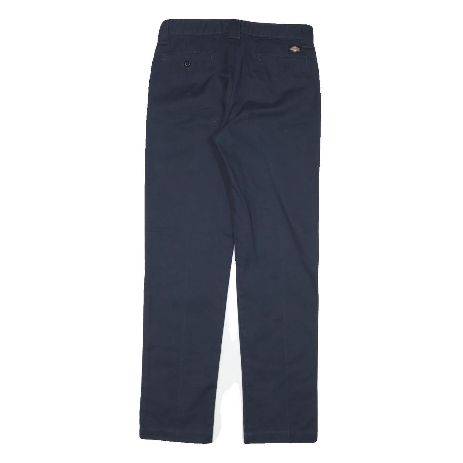 DICKIES Mens Cotton Blend Navy Regular Fit Straight Leg Trousers W28 L30