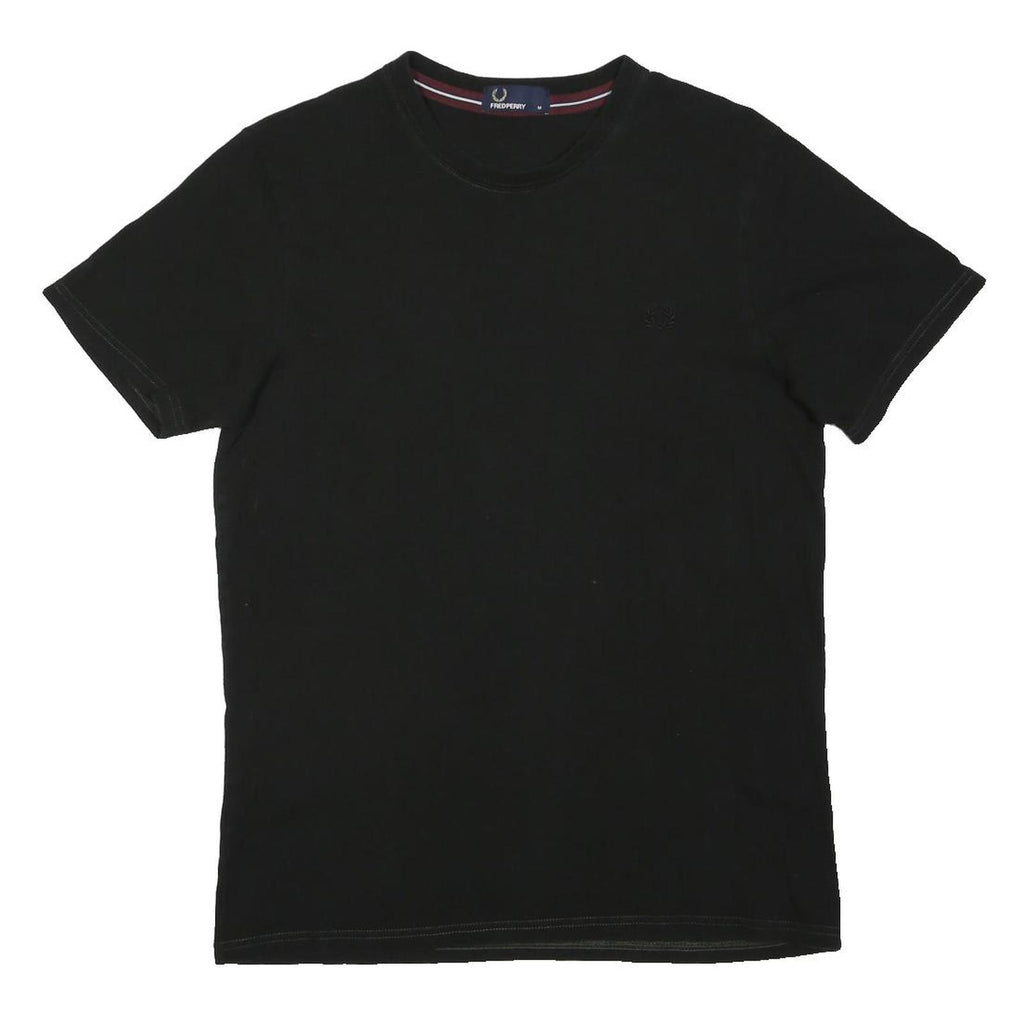 FRED PERRY Mens Black Classic T-Shirt M Short Sleeve Crew Neck Cotton Blend