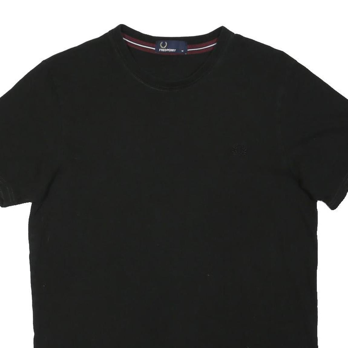 FRED PERRY Mens Black Classic T-Shirt M Short Sleeve Crew Neck Cotton Blend