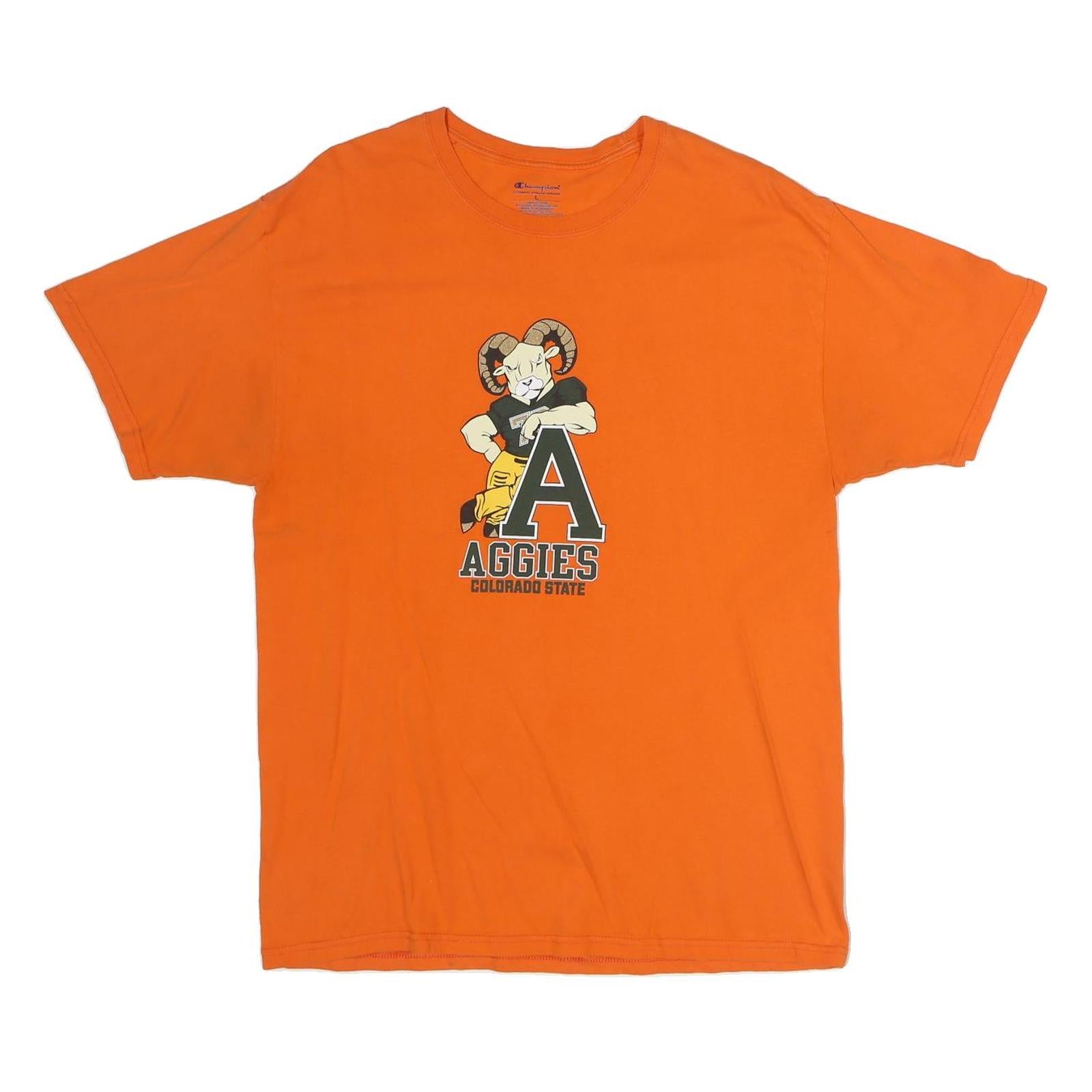 CHAMPION Mens Orange Colorado State Aggies Graphic T-Shirt L Short Sleeve Crew