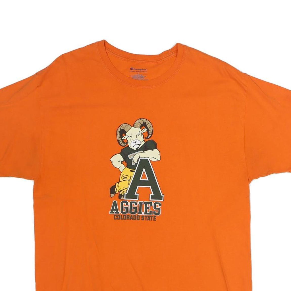 CHAMPION Mens Orange Colorado State Aggies Graphic T-Shirt L Short Sleeve Crew