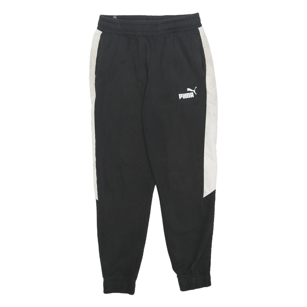 PUMA Mens Joggers Black & White Regular Tapered M W28 L28 Cotton Blend Casual