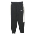 PUMA Mens Joggers Black & White Regular Tapered M W28 L28 Cotton Blend Casual