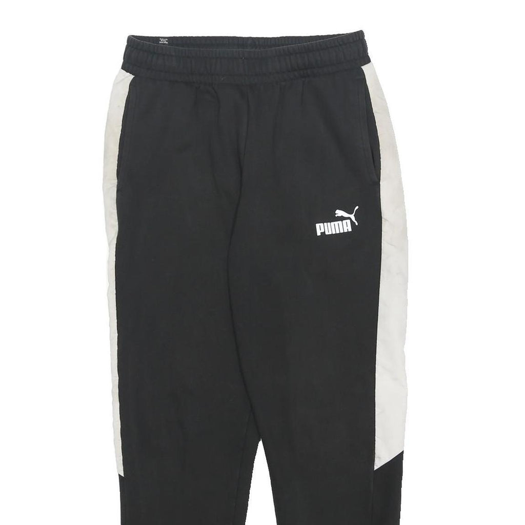 PUMA Mens Joggers Black & White Regular Tapered M W28 L28 Cotton Blend Casual