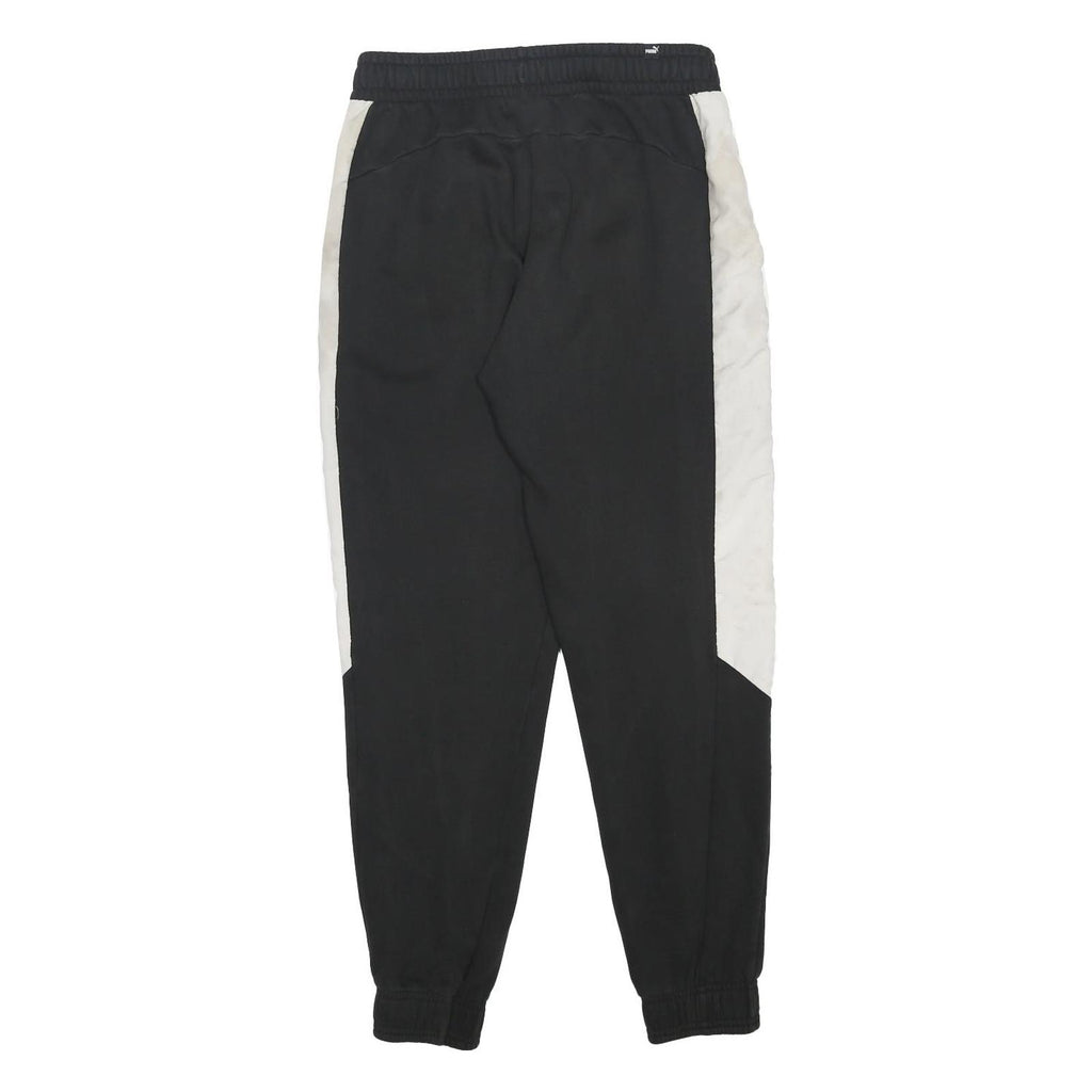 PUMA Mens Joggers Black & White Regular Tapered M W28 L28 Cotton Blend Casual