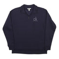 CALVIN KLEIN JEANS Mens Blue 1/4 Zip S Sweatshirt Logo Pullover Cotton Blend