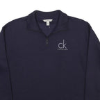 CALVIN KLEIN JEANS Mens Blue 1/4 Zip S Sweatshirt Logo Pullover Cotton Blend
