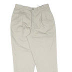 Mens Slim Beige Cotton Blend Slim Fit Trousers W30 L30 Casual Smart Zip